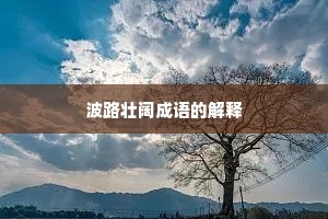 波路壮阔成语的解释