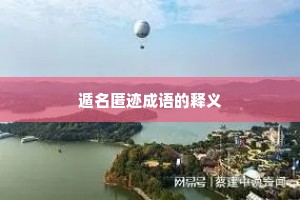 遁名匿迹成语的释义