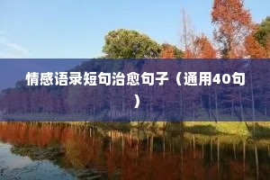 情感语录短句治愈句子（通用40句）