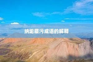 纳垢藏污成语的解释