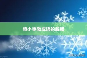 慎小事微成语的解释