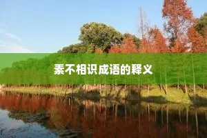 素不相识成语的释义