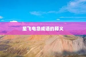 星飞电急成语的释义