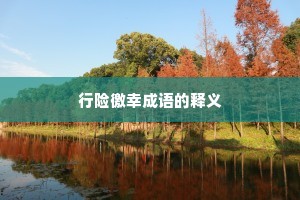 行险徼幸成语的释义