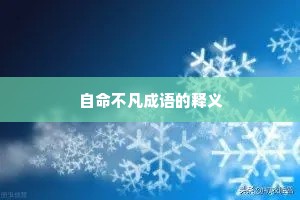 自命不凡成语的释义