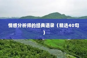 情感分析师的经典语录（精选40句）