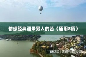 情感经典语录男人的苦（通用8篇）