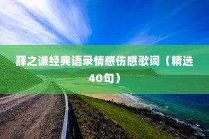 薛之谦经典语录情感伤感歌词（精选40句）