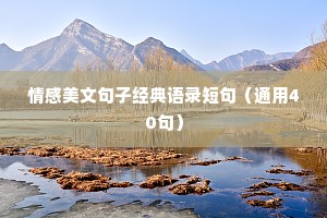 情感美文句子经典语录短句（通用40句）