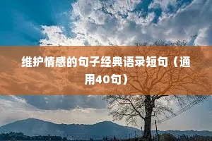 维护情感的句子经典语录短句（通用40句）