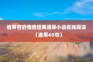 检察官的情感经典语录小说在线阅读（通用40句）