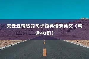 失去过情感的句子经典语录英文（精选40句）