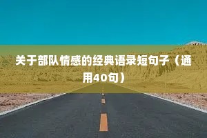 关于部队情感的经典语录短句子（通用40句）