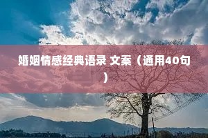婚姻情感经典语录 文案（通用40句）