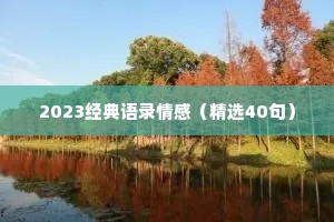 2023经典语录情感（精选40句）