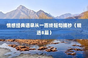 情感经典语录从一而终短句摘抄（精选8篇）