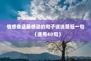 情感夜话最感动的句子说说简短一句（通用40句）