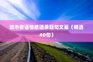 城市夜话情感语录短句文案（精选40句）