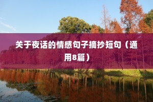 关于夜话的情感句子摘抄短句（通用8篇）
