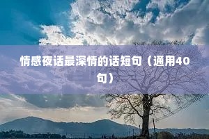 情感夜话最深情的话短句（通用40句）