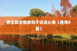 男生励志情感句子说说心情（通用8篇）