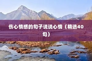 伤心情感的句子说说心情（精选40句）