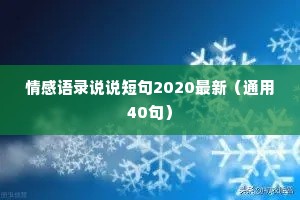 情感语录说说短句2020最新（通用40句）