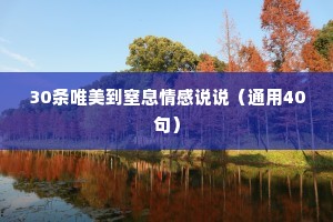 30条唯美到窒息情感说说（通用40句）