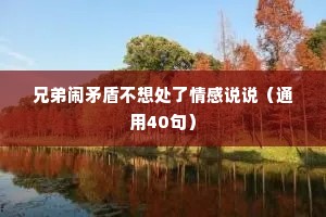 兄弟闹矛盾不想处了情感说说（通用40句）