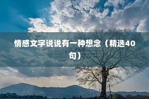 情感文字说说有一种想念（精选40句）