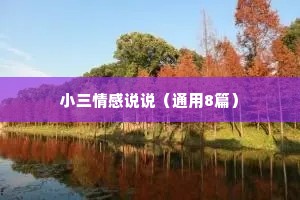 小三情感说说（通用8篇）