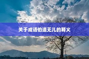 关于成语伯道无儿的释义