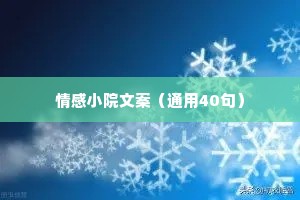 情感小院文案（通用40句）