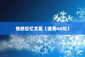 情感拾忆文案（通用40句）