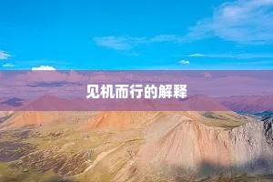 见机而行的解释