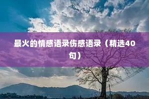 最火的情感语录伤感语录（精选40句）