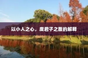 以小人之心，度君子之腹的解释