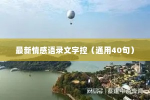 最新情感语录文字控（通用40句）