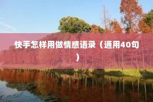 快手怎样用做情感语录（通用40句）