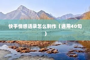 快手情感语录怎么制作（通用40句）