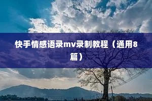 快手情感语录mv录制教程（通用8篇）