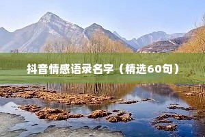 抖音情感语录名字（精选60句）