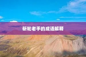 斫轮老手的成语解释