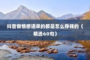 抖音做情感语录的都是怎么挣钱的（精选60句）