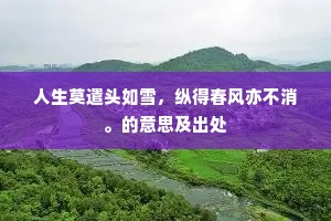 爱之回眸，偶逝未觉，寻时已杳，人生哲理的温柔刺