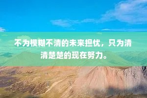 不为模糊不清的未来担忧，只为清清楚楚的现在努力。