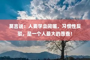 莫言说：人要学会闭嘴，习惯性反驳，是一个人最大的愚蠢！