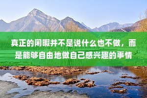 真正的闲暇并不是说什么也不做，而是能够自由地做自己感兴趣的事情。