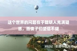 这个世界的问题在于聪明人充满疑惑，而傻子们坚信不疑