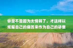 你是不是因为太懦弱了，才这样以炫耀自己的痛苦来作为自己的骄傲？